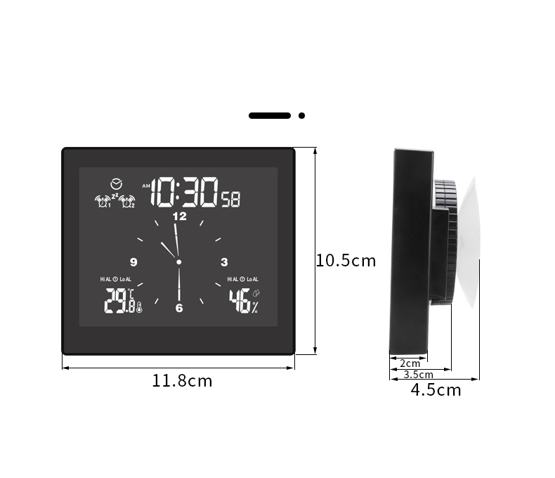 Clock de Despertador Digital IP65 Relógio de Sucção de Parede do Chuveiro à Prova D'água - Branco