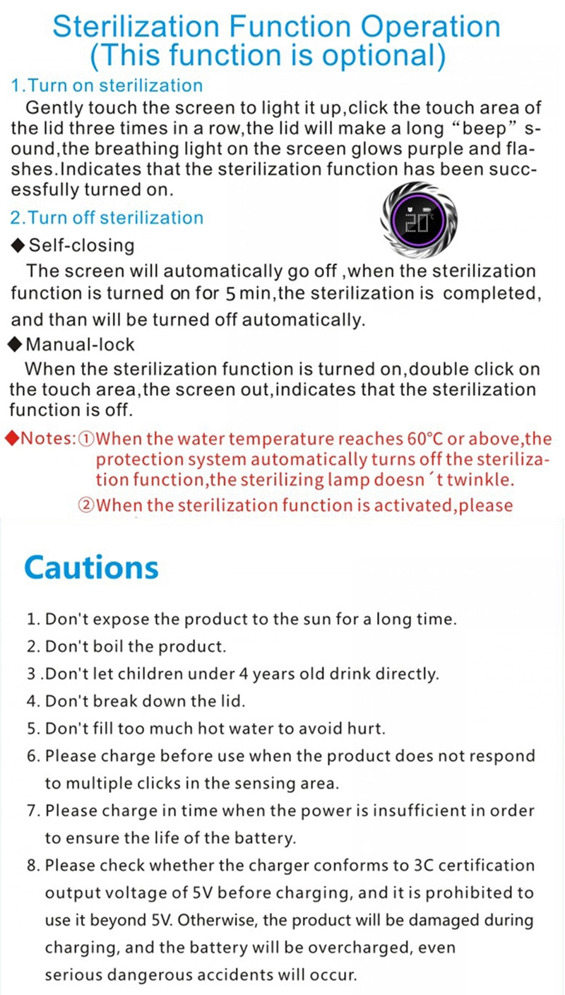 500ml Isolado Copo De Vácuo De Aço Inoxidável LCD Garrafa De Água De Lembrete Inteligente Com Esterilização UV