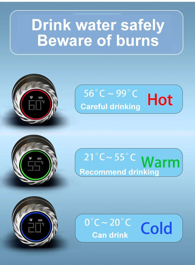 500ml Isoliertes Edelstahl-Vakuumbecher LCD-Display Smart Reminder-Wasserflasche Mit UV-Sterilisation