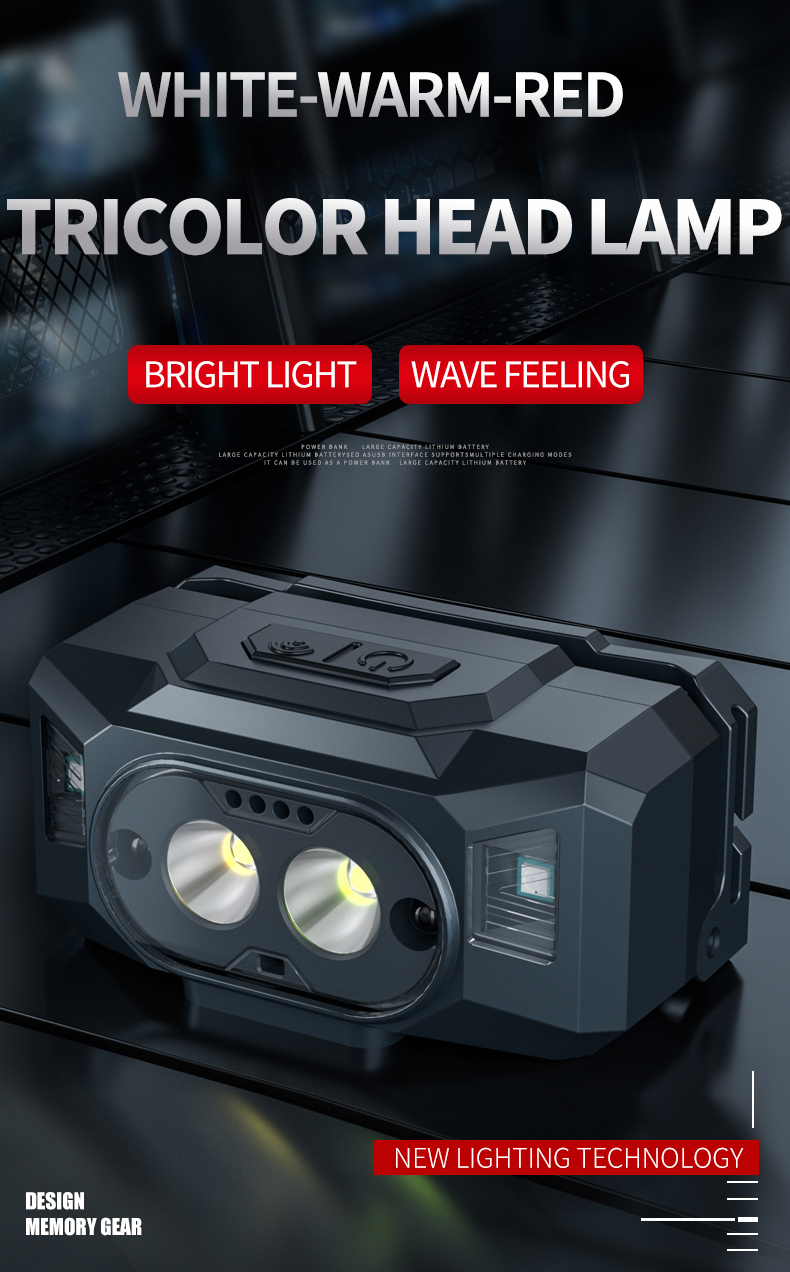 609 Wave Feed LED Head Light Xpg High Light 3 Modes Night Fish Pleash Lampes Phares Power Power Bank