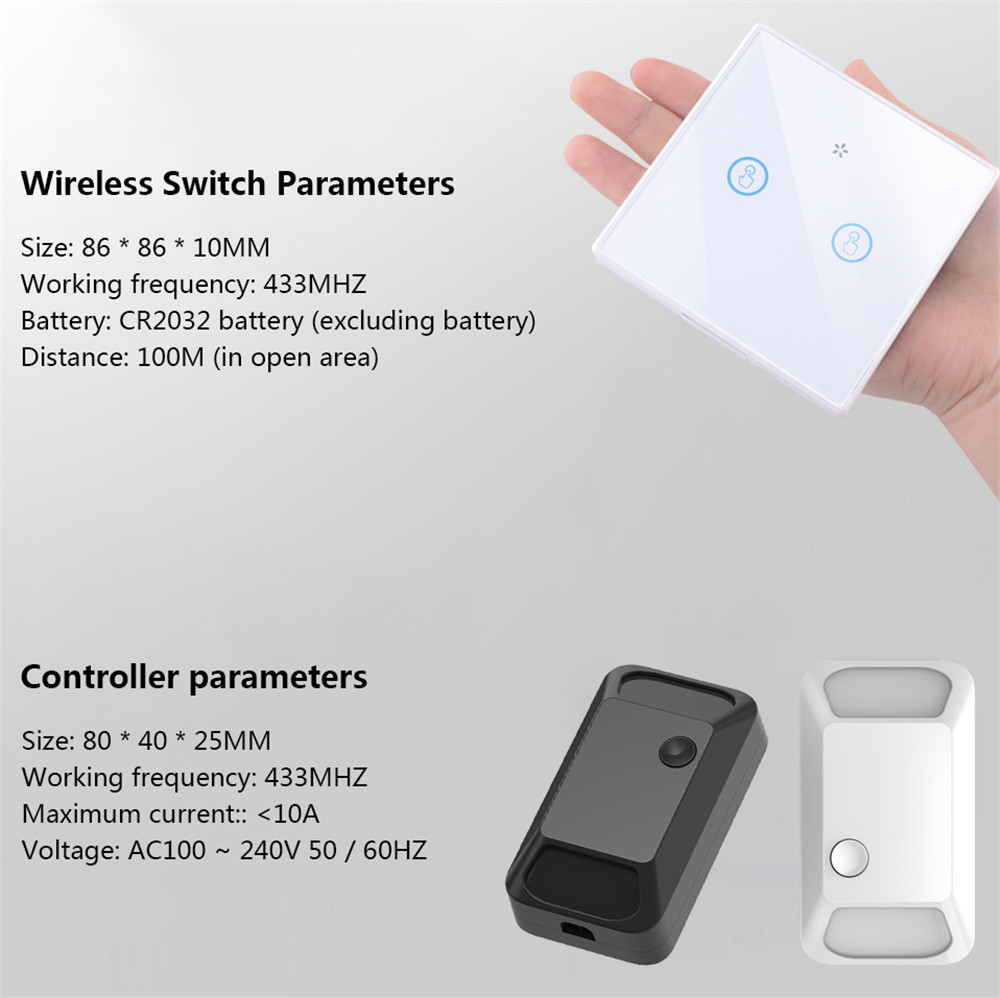 SMATRU WHC-H9 2PCS 2-gang Switchs + 2PCS Controladores Conjunto Inteligente - Branco