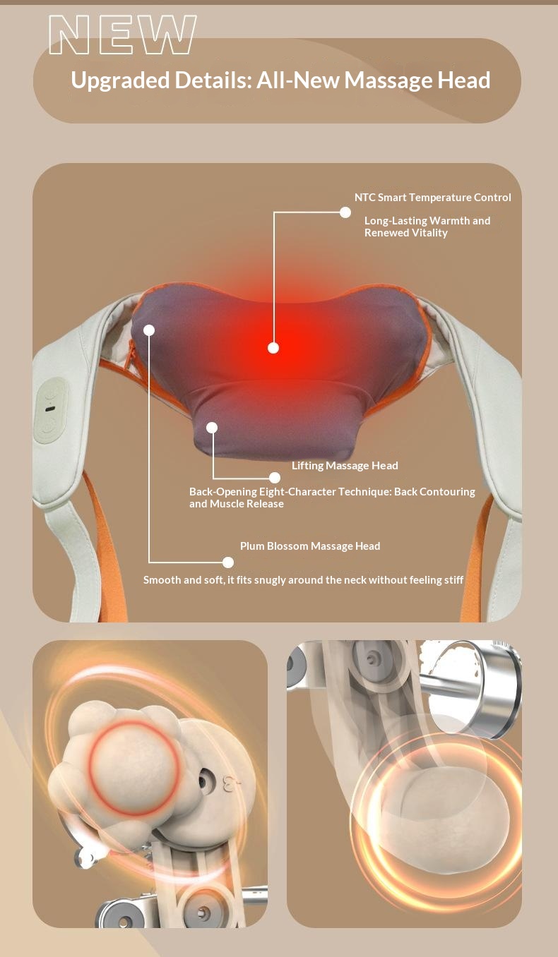 ST-360 Shoulder Neck Kneading Massager 2000mAh Heat Therapy 3 Modes Massager for Back Pain Relief — lifestyle 3