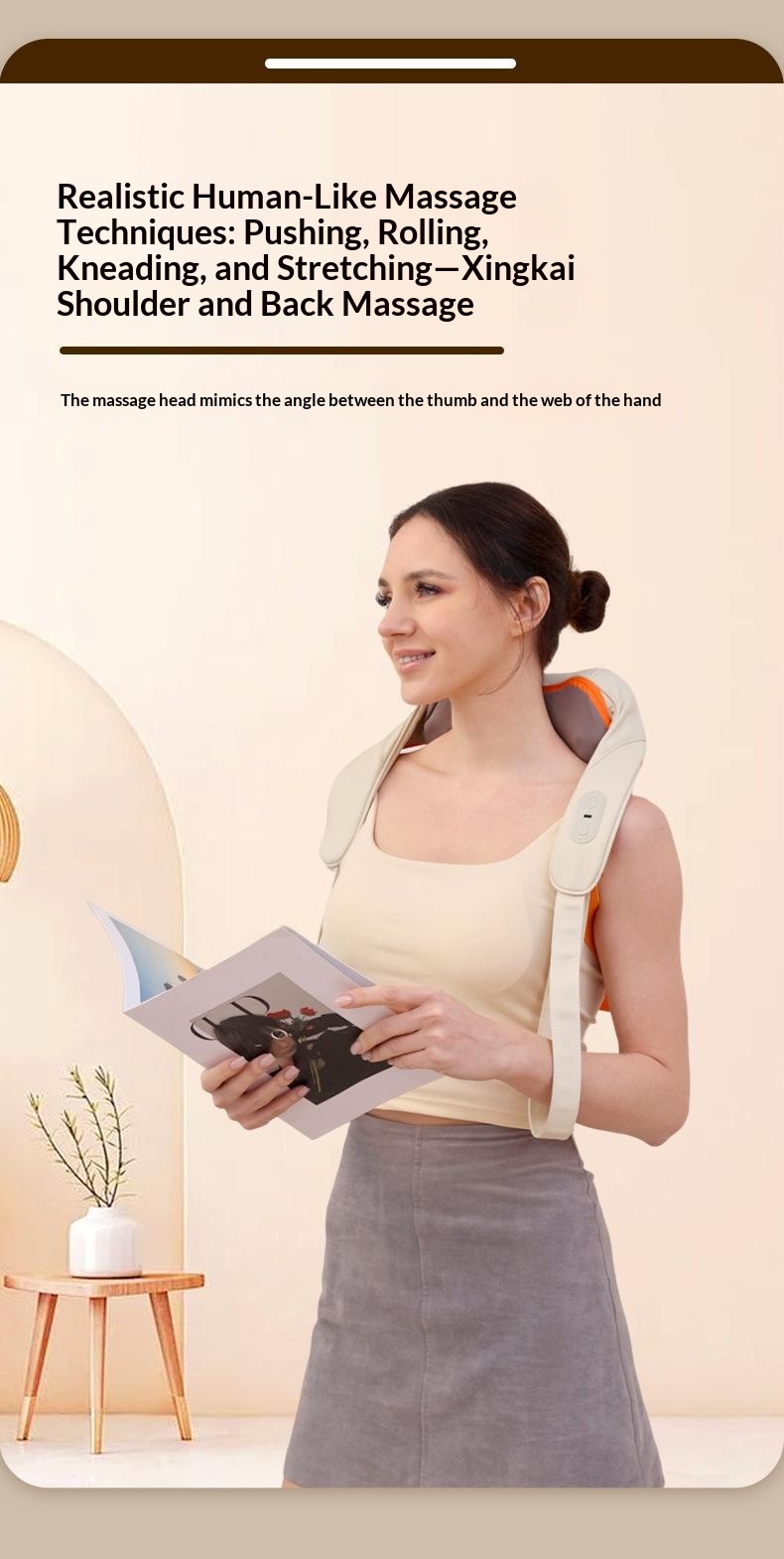 ST-360 Shoulder Neck Kneading Massager 2000mAh Heat Therapy 3 Modes Massager for Back Pain Relief — lifestyle 7