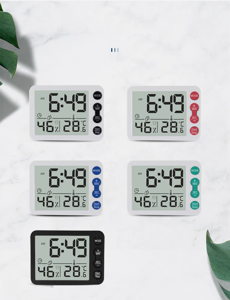 TS-9606 Creativo Sveglia Termometro Indoor Igrometro Con Funzione Timer - Nero Bianco