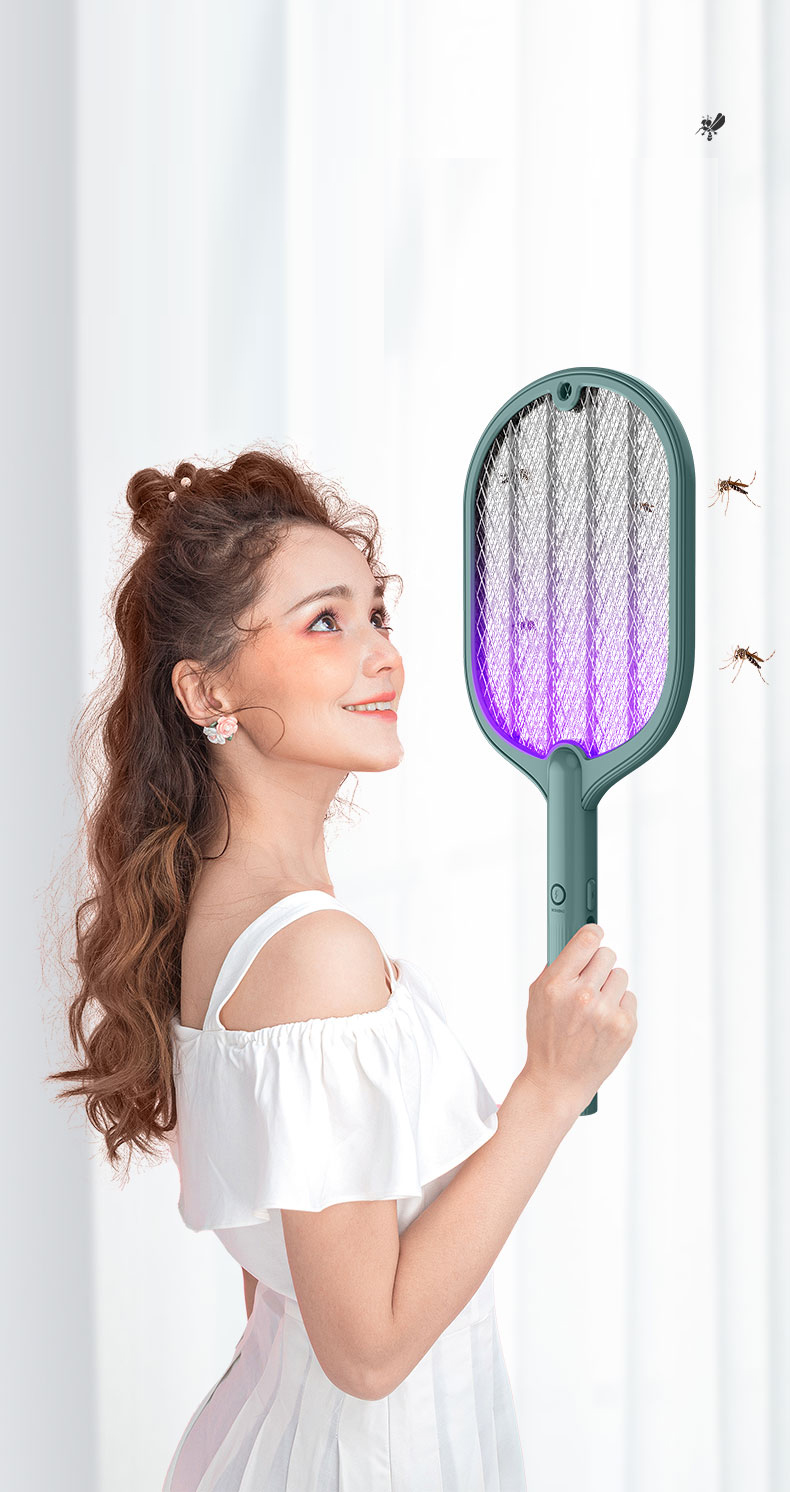 WP-07 2 In 1 Electric Mosquito Swatter Fly Bug Trap USB Lampada Per Zanzare Ricaricabile USB - Beige