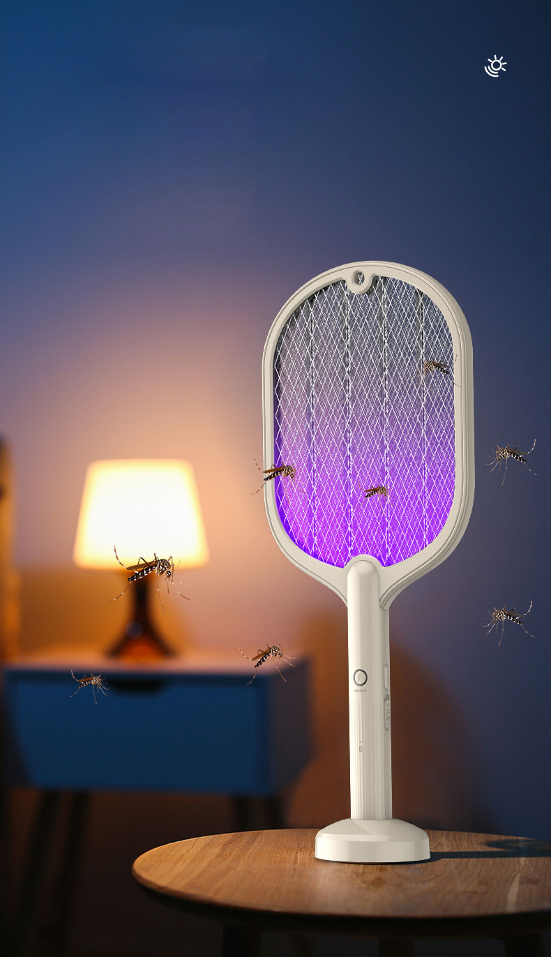 WP-07 2 Em 1 Mosquito Elétrico Swatter Fly Bug Trap USB Recarregável Mosquito Mosquito Lâmpada - Bege