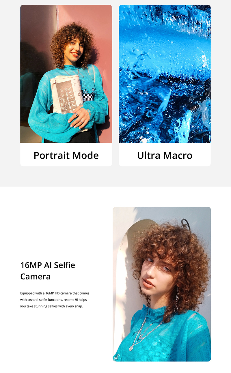 Realme 9i RMX3491 Smartphone 4GB+128GB da 6,6 "cellulare Fotocamera da 50 mp Batteria da 5000mah Batteria da 33 w Dart Charge Cellulare, Versione Globale - Nero