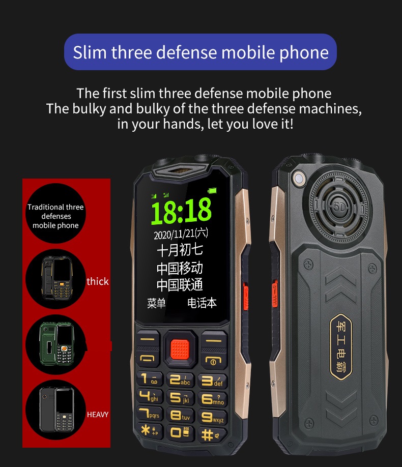 K1 Dual SIM de 2,4 Polegadas Para Celular 4800mAh Bateria 2g GSM Button Large Anti-drop Celrop Com Luz LED Dupla - Preto