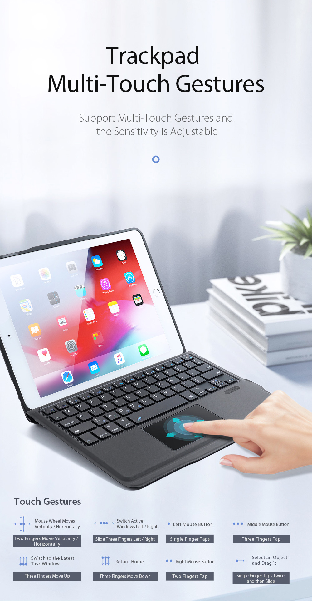 Dux Ducis Rimovibile Bluetooth Coperchio in Pelle Tastiera Per Ipad 9,7 Pollici (2018) (2017)/Pro 9,7 Pollici (2016)/air 2/air