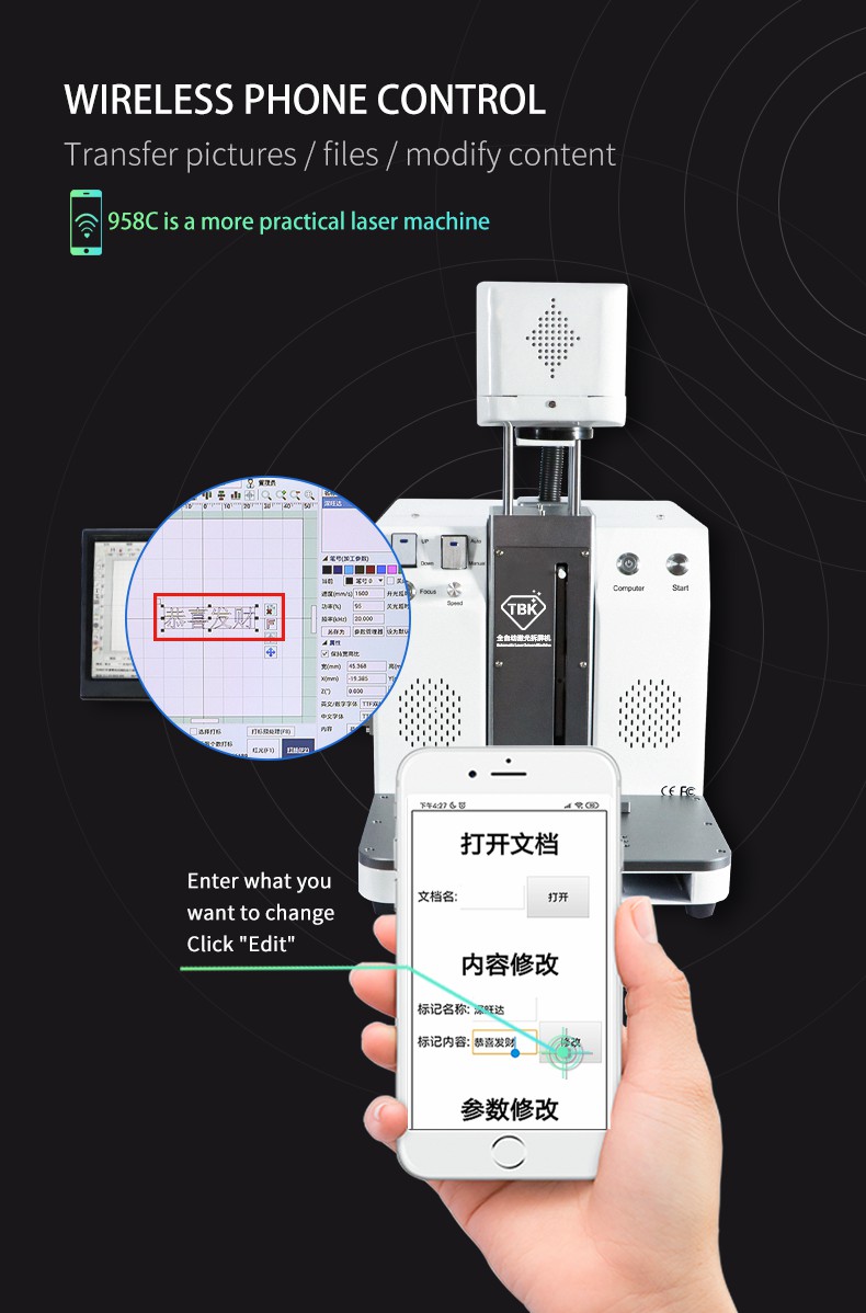 Máquina de Marcado Láser de Extracción de Pantalla Láser Automática TBK958C Para la Máquina de Marcado Láser Para el Iphone Separación Del Marco Central de la Cubierta Posterior - Enchufe de la ue