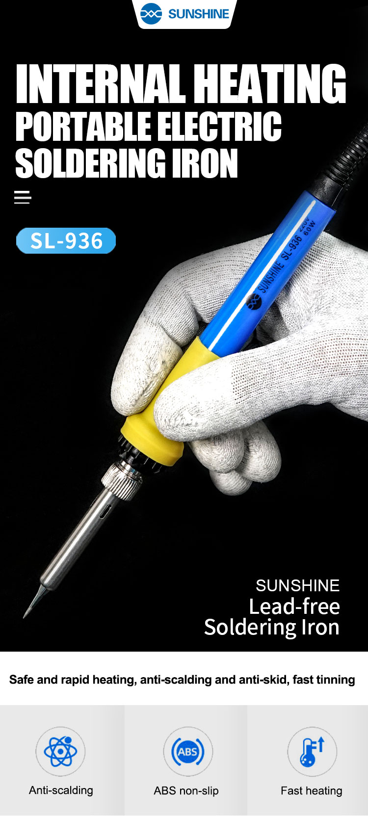 Sunshine SL-936 Internal Riscaldamento Electric Welding Pen Mini Stitazione di Saldatura Strumento di Riparazione- Plug-ue