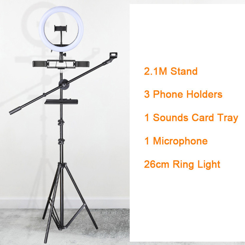 UN-700 10 '' LED Rien Luz Com Tray Stand Stand Bay e 3 Pelandos Pontros Para Sofie Vídeo de Vídeo de Vídeo Fotografia Magura