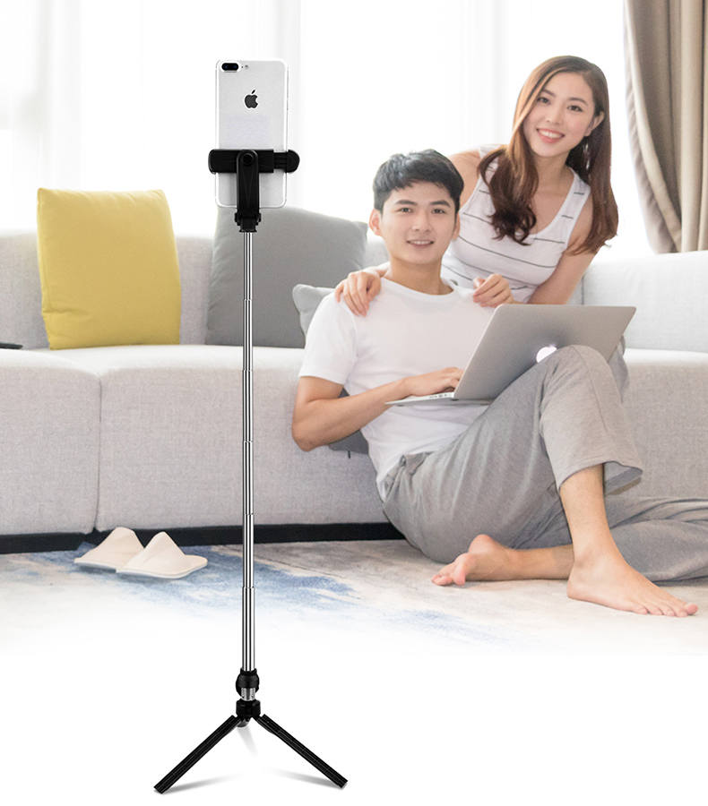 XT10 Selfie Stick Tripod Extendable Bluetooth Selfie Stick with Remote Control - Black