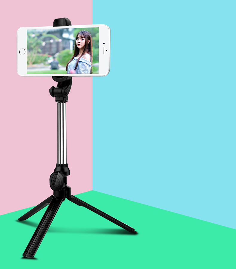 XT10 Selfie Stick Tripod Erweiterbarer Bluetooth Selfie Stick mit Fernbedienung - Schwarz