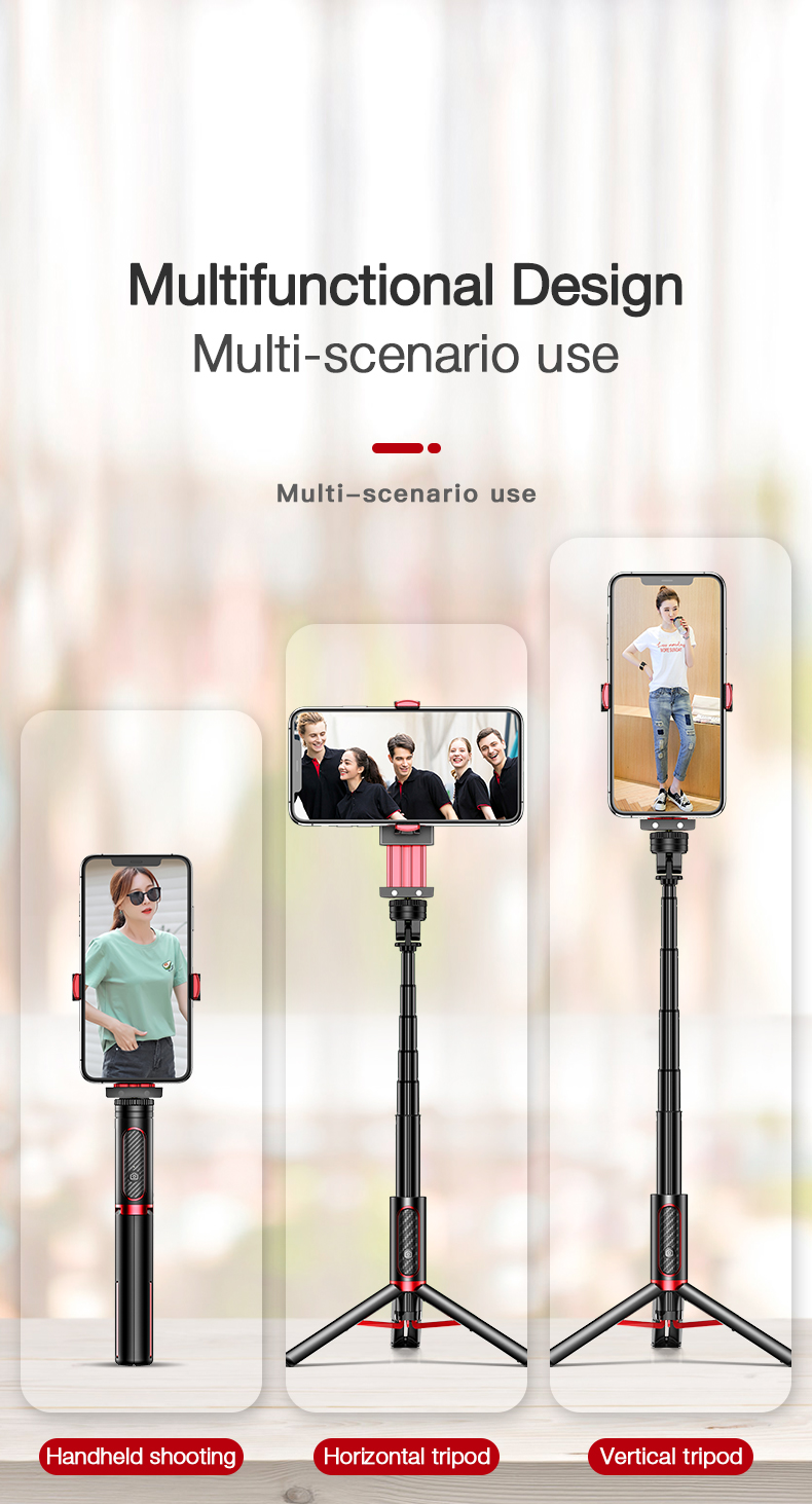 Seajic Oth-ab302 Anti-shake Handheld Gimbal Stabilising Bluetooth Remote Control Stick Stick Trépied Pour Téléphone et Appareil Photo - le Noir