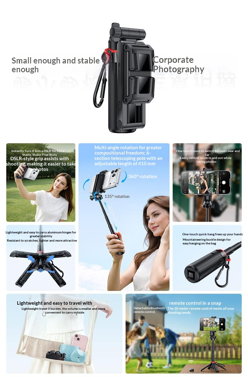 YESIDO SF36 Mini Selfie Stick Bluetooth-compatible Remote Control Portable Tripod Stand — lifestyle 10