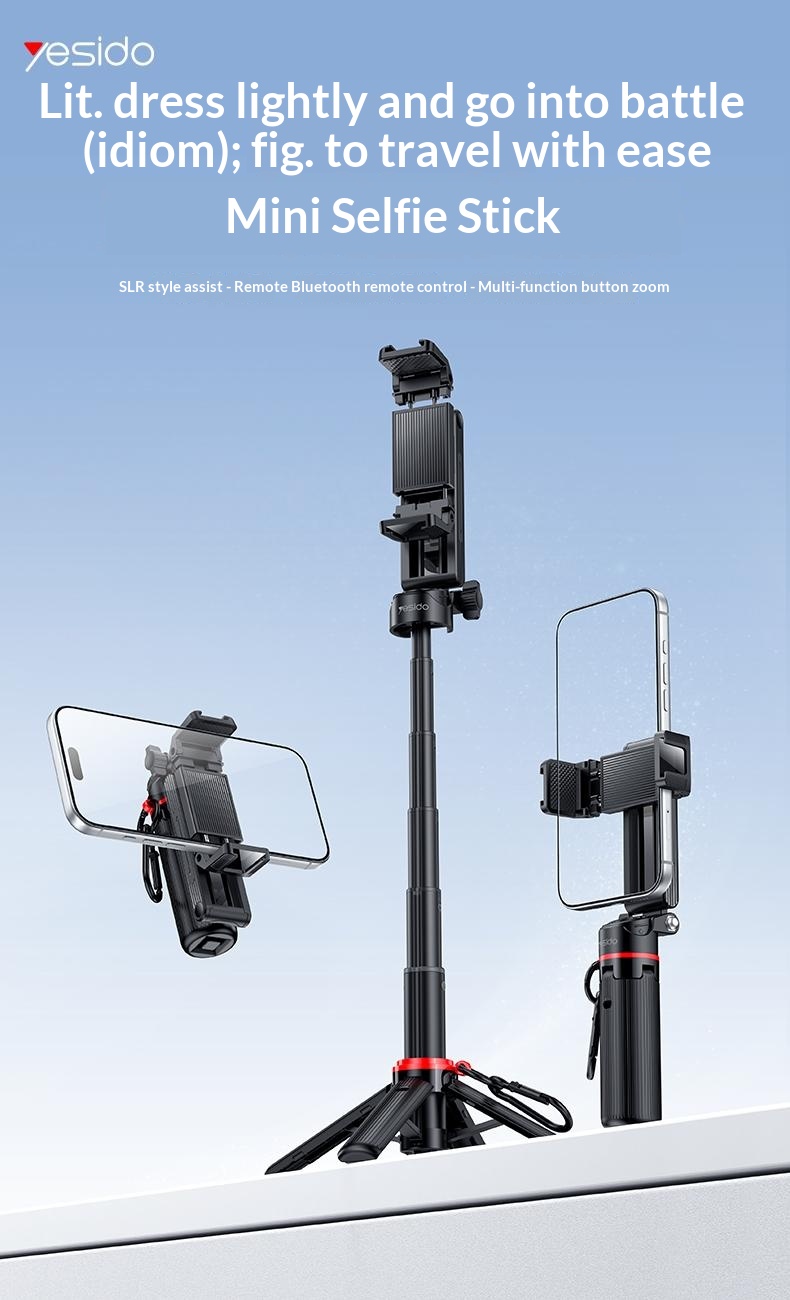 YESIDO SF36 Mini Selfie Stick Bluetooth-compatible Remote Control Portable Tripod Stand — lifestyle 12