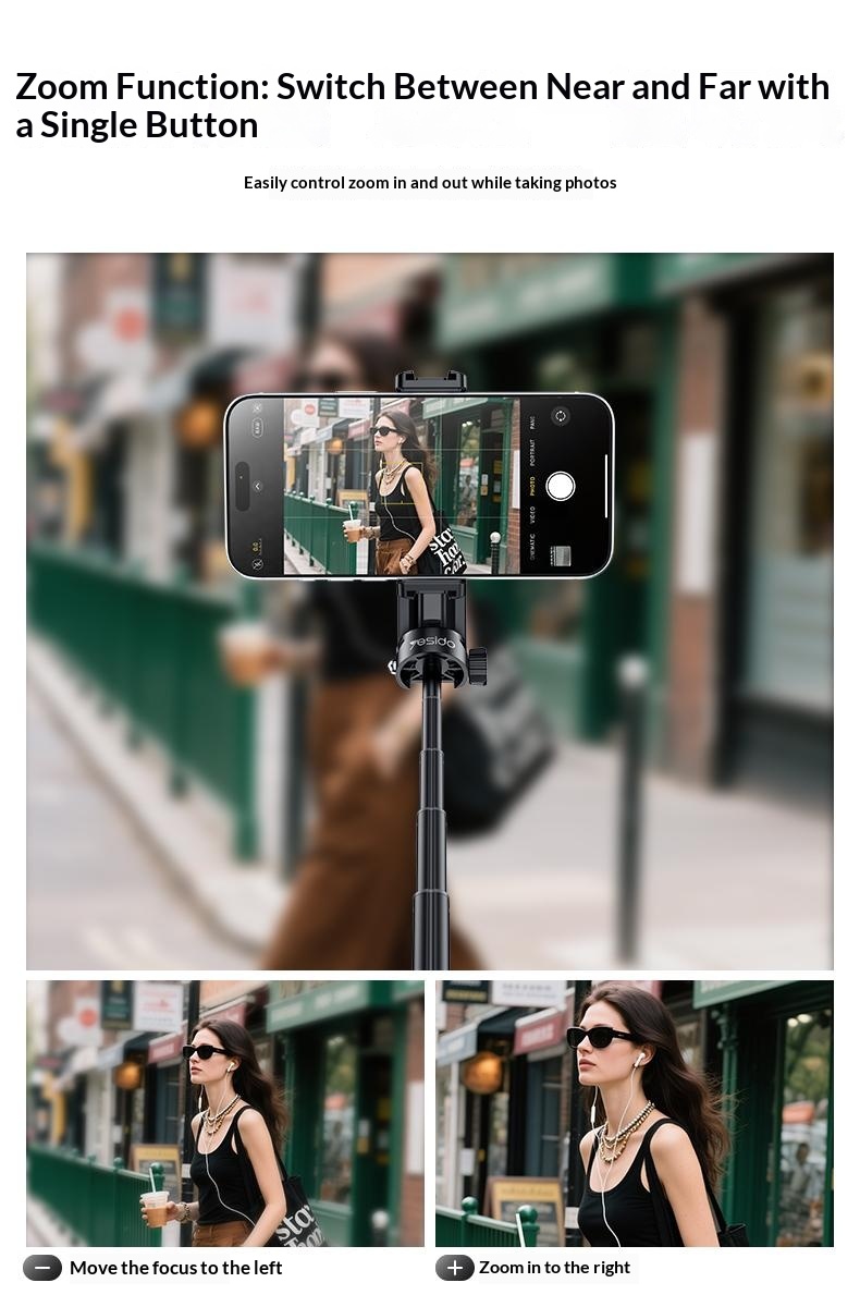 YESIDO SF36 Mini Selfie Stick Bluetooth-compatible Remote Control Portable Tripod Stand — lifestyle 4