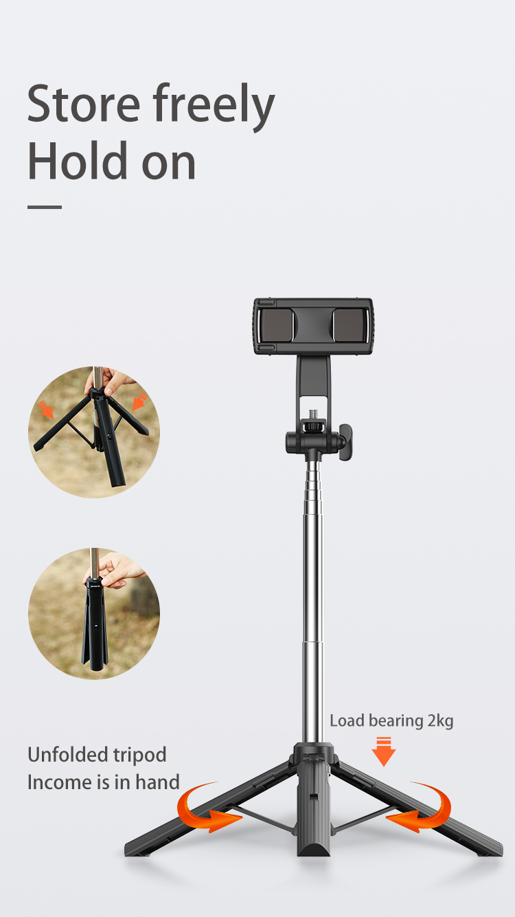 A32-2 Single Slip One Piece Plegable Fotografía Trípode Barra Estirable Selfie Stick Multifunción Trípode - 160 Cm