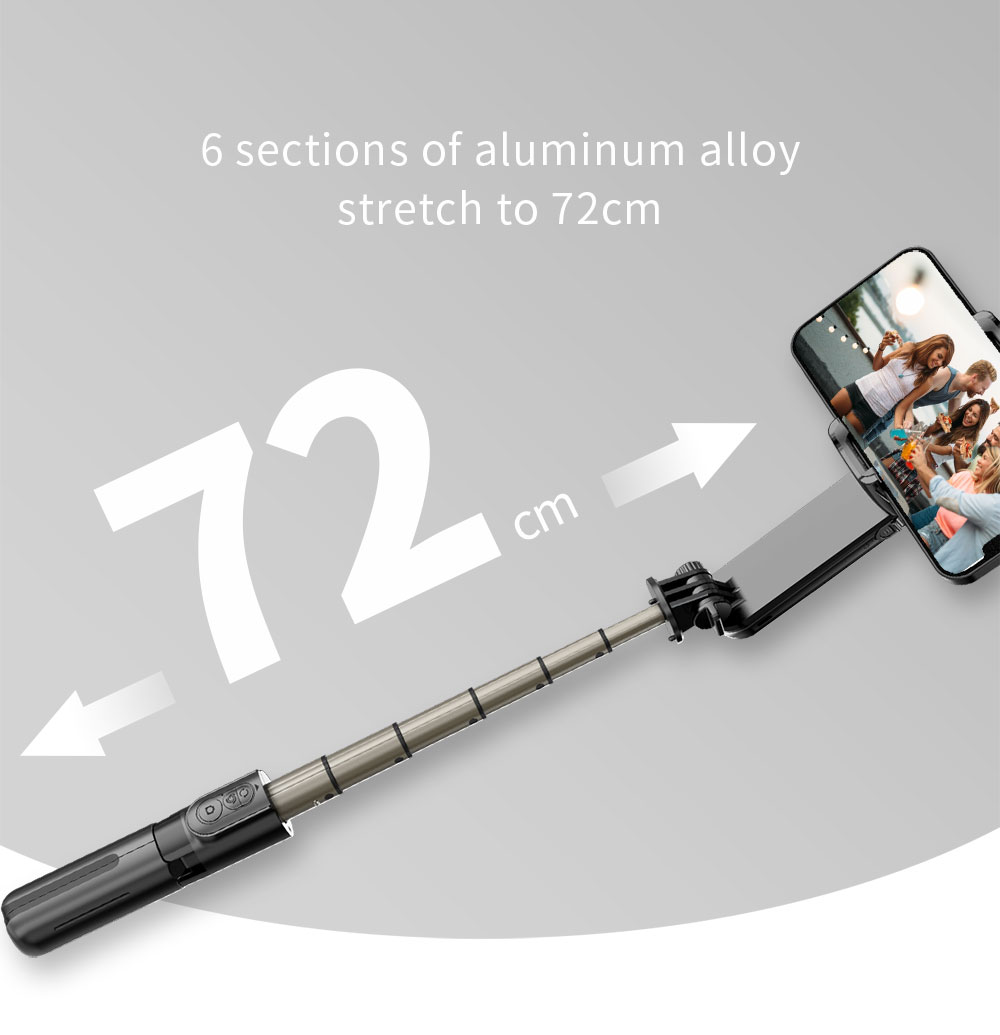 L09 Bluetooth-Selfie-Stick-Stativ-Gimbal-Stabilisator Mit Dimmbarem Fill-Licht Ausziehbarer Remote-Shutter-Monopod - Weiß