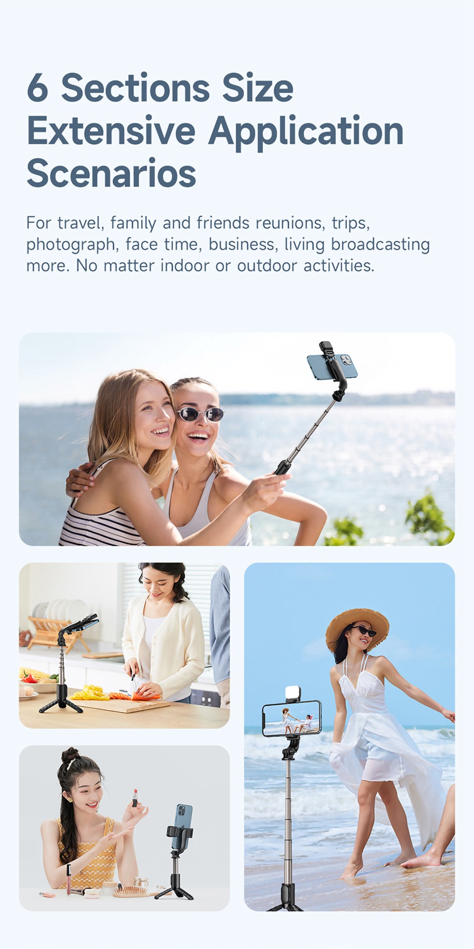 Mcdodo MDD SS-1781 Aluminiumlegierung Ausziehbarer Selfie-stick Bluetooth-fernbedienungstativ Mit Einzelnen Füllleuchten - Schwarz