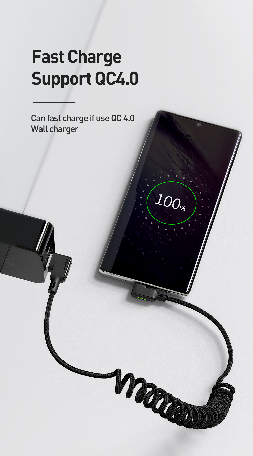 Mcdodo 1,8m Spring Enroulé Forme du Coude Typc-c Câble Chargeur de Synchronisation Des Données USB Pour Samsung Huawei Xiaomi