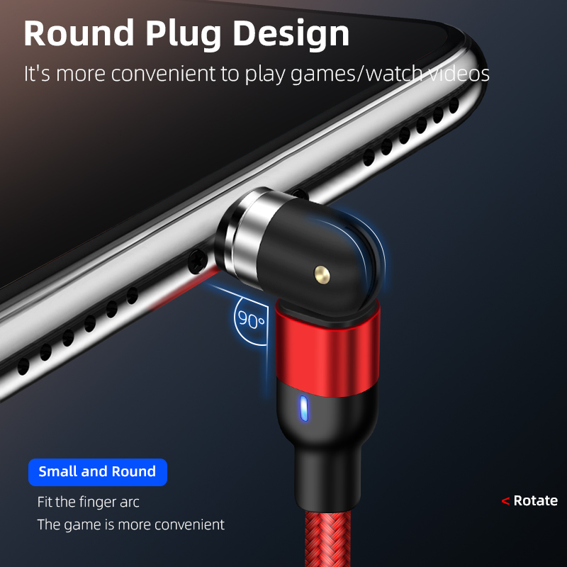 1m 2A USB à USB-C / Câble de Charge Magnétique de Flexion de Flexion Rotatif en Nylon de Type c - Rouge