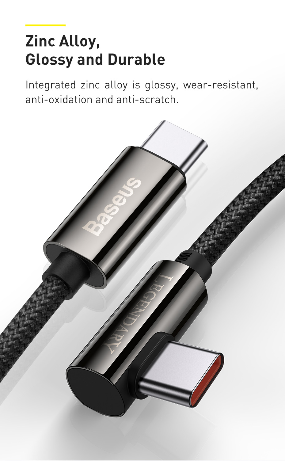 Baseus Legend Series Elbow Fast Charging Data Cable Cable-c to Type-c 100W 1m Noir