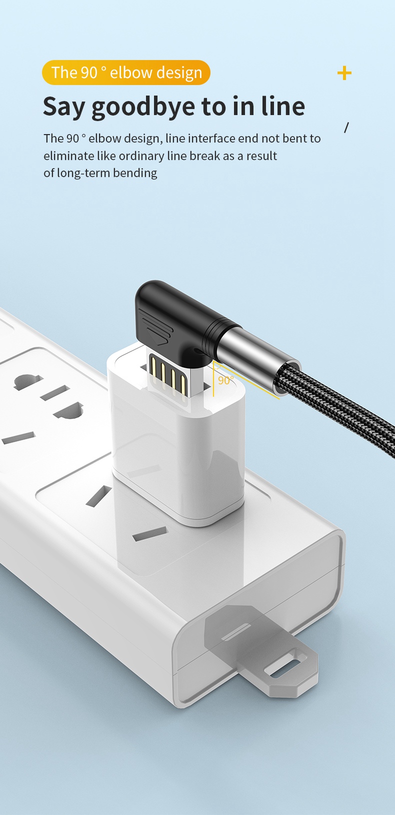 0,5 m 3a 3A Charge de Charge Fast Nylon Traité USB Vers le Câble de Données du Coude de Type c à 90 Degrés