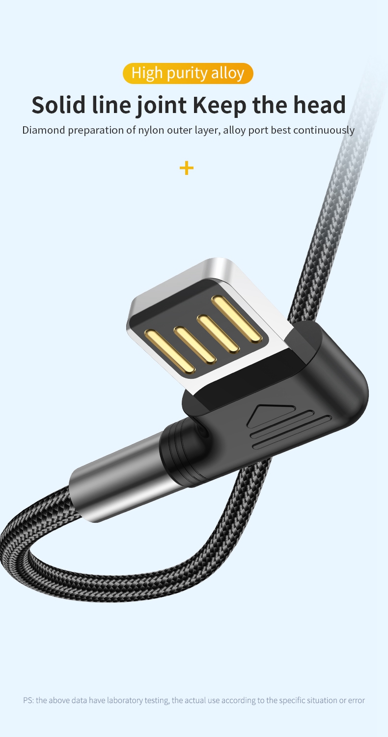 0,5 m 3a 3A Charge de Charge Fast Nylon Traité USB Vers le Câble de Données du Coude de Type c à 90 Degrés