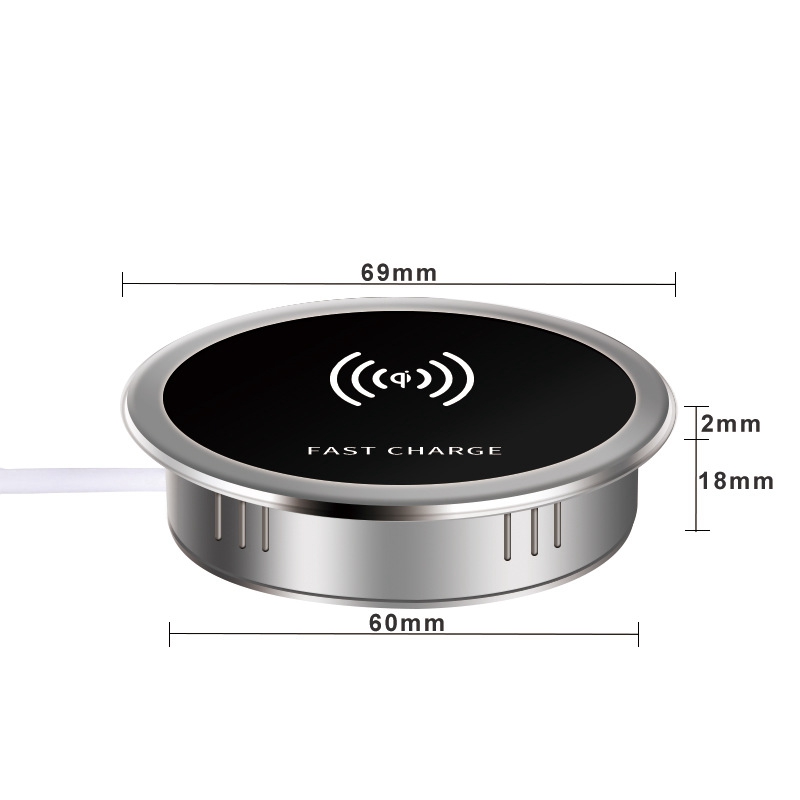 15W Embedded Desktop Wireless Charger Table Charging Pad