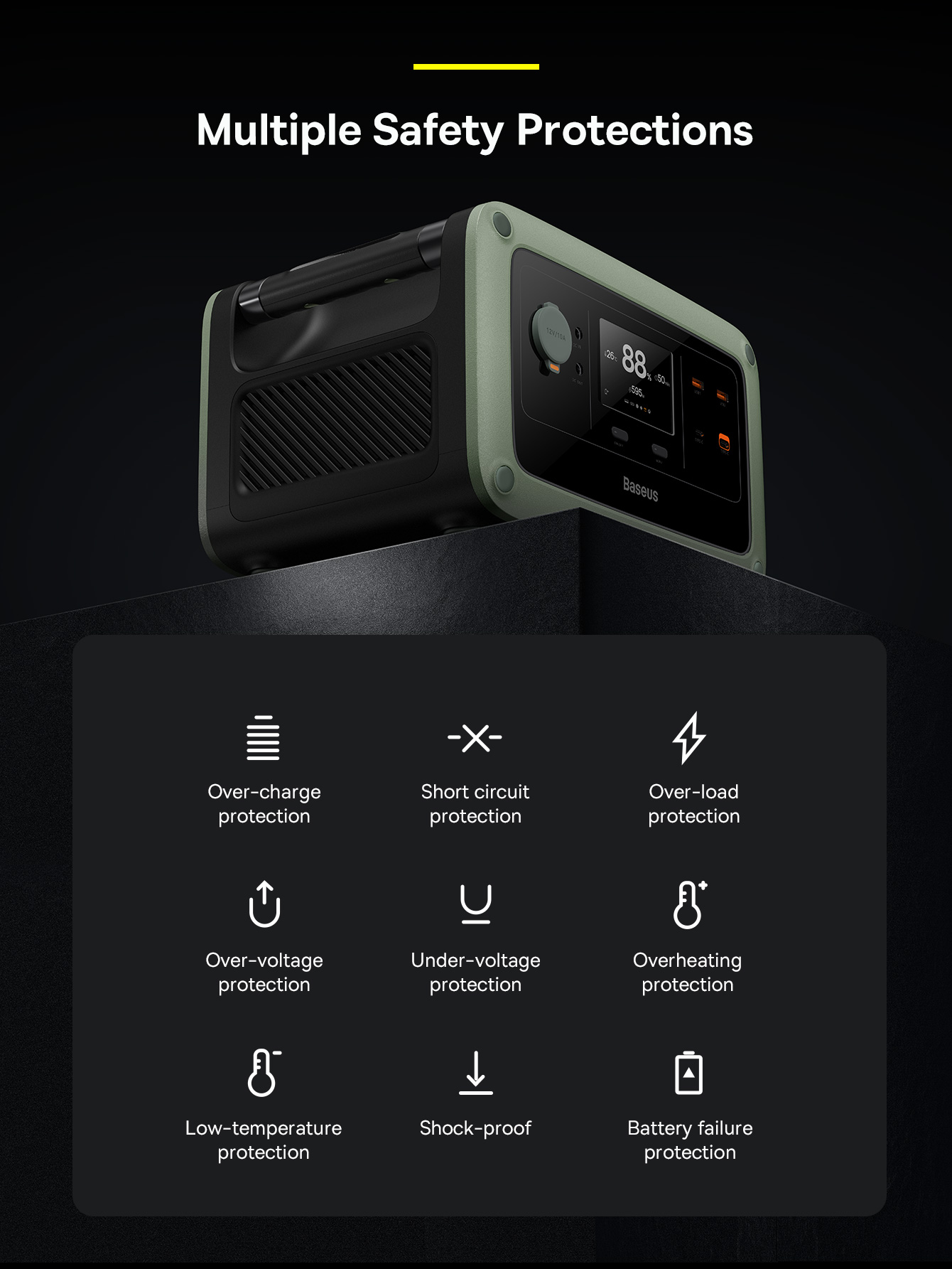 BASEUS Outdoor Energy Stack Digital Portable Energy Station 600W CN / EU Plug 220V Power Bank Large Capacity External Battery for Camping Fishing Self-Driving