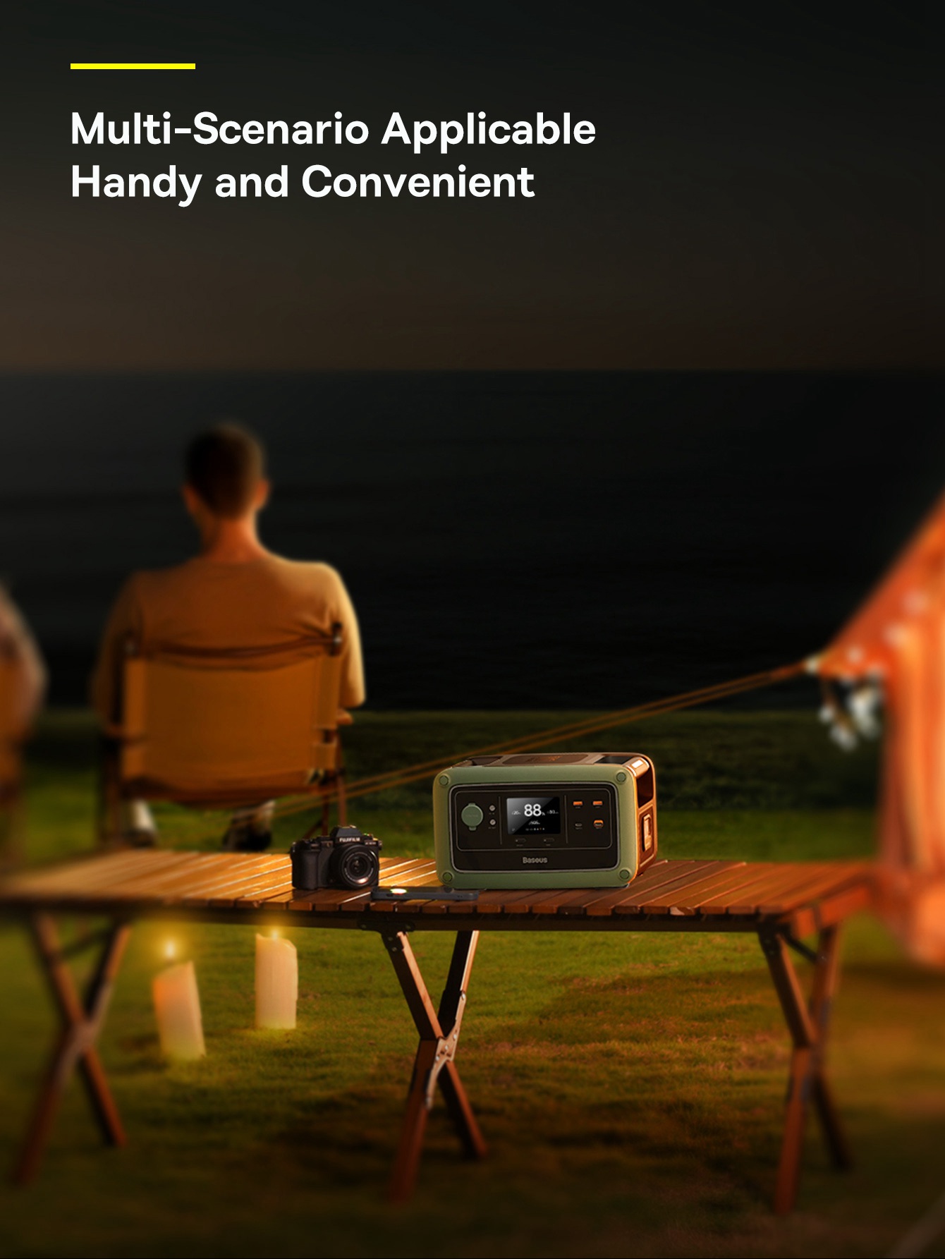 BASEUS Outdoor Energy Stack Digital Portable Energy Station 600W CN / EU Plug 220V Power Bank Large Capacity External Battery for Camping Fishing Self-Driving