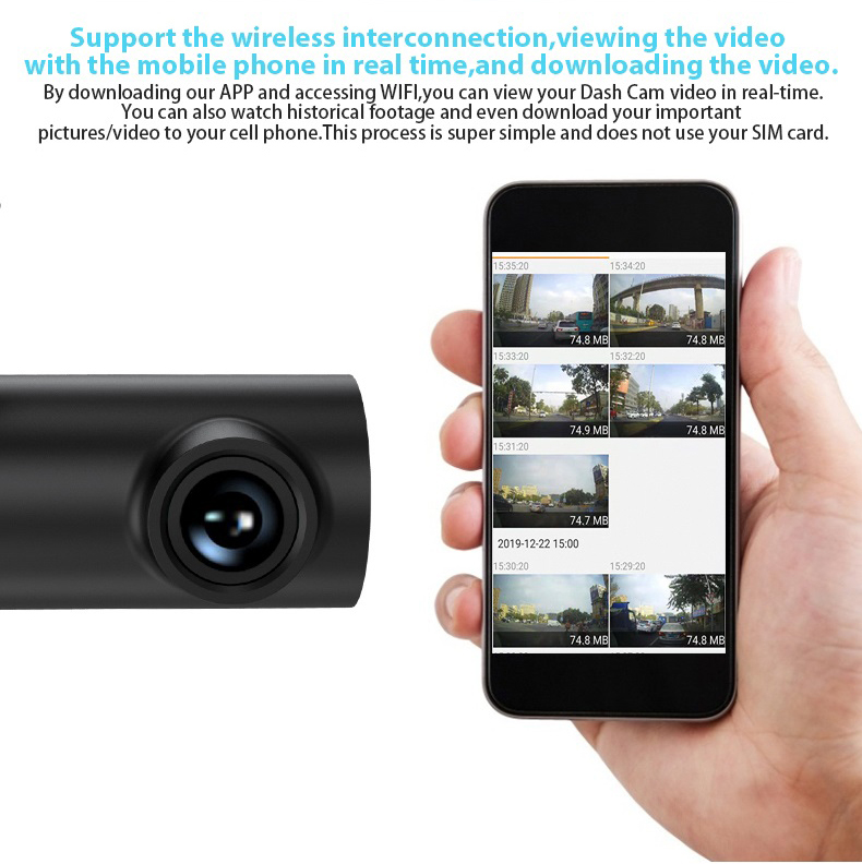 Voice Control 1080p HD Nachtsichtwagen Kamera -rekorder 16MP WiFi Dash Cam