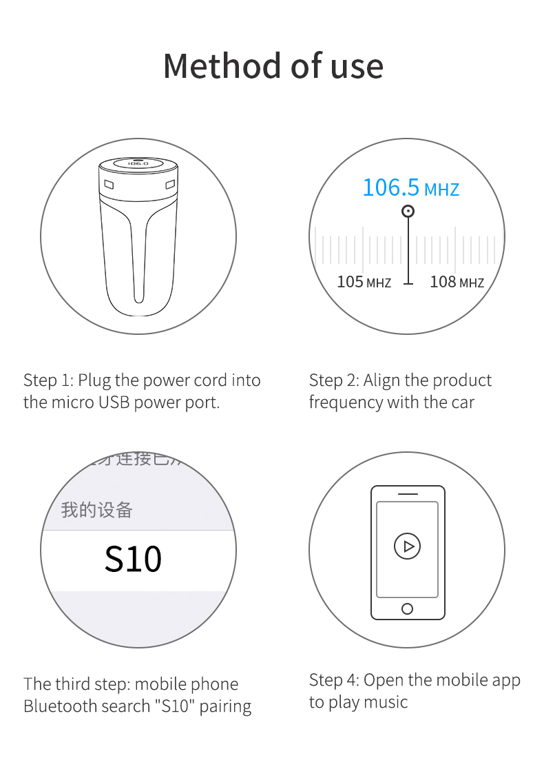 S10 Auto Bluetooth Aroma Umidificatore Auto MP3 Player