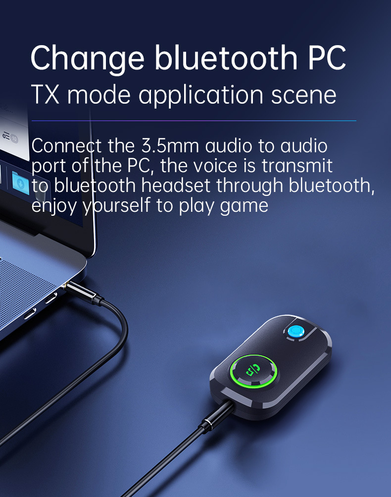 Achetez BT-T3 2 in 1 Bluetooth 5.0 Récepteur Récepteur 3,5 mm Adaptateur  Audio Sans Fil Aux Pour le Haut-parleur PC TV de Chine