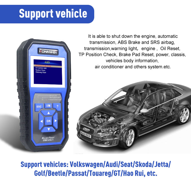 Konnwei KW450 OBDII Codice Scanner Reater Motore di Errore Scanner Diagnostico Per VW Audi Skoda