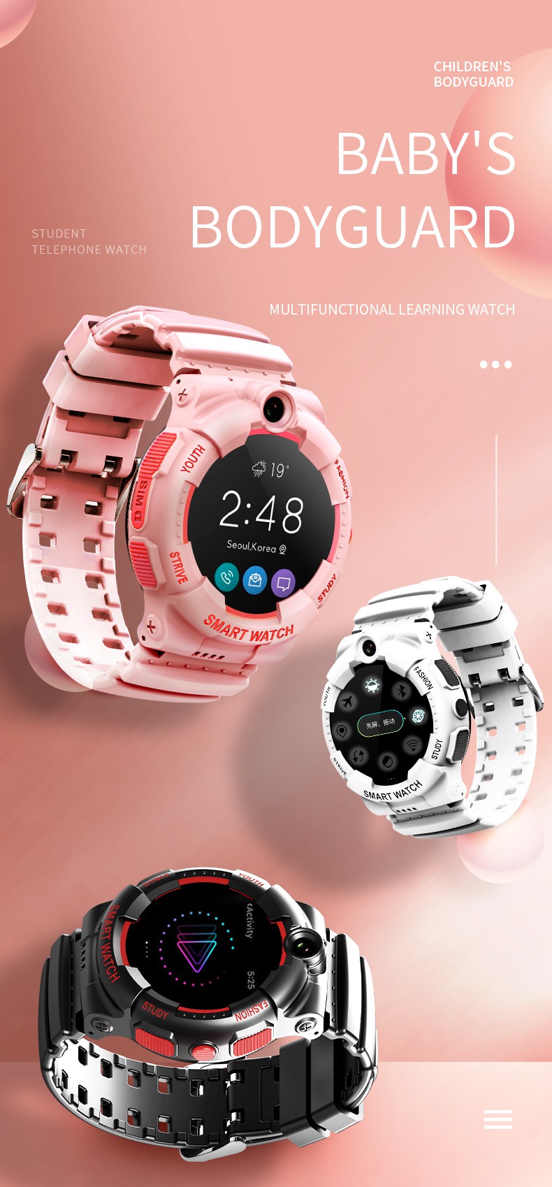 Y01 4G GPS Multi-fonction 1,4 "écran Smart Watch IP67 Watch Numérique Imperméable Avec Appel Vidéo / hd Photo Pour Enfants - Rose