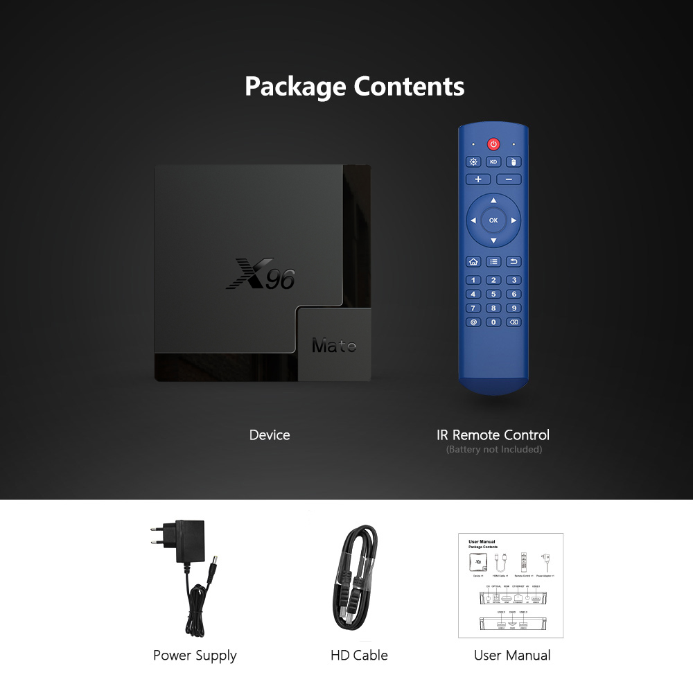 X96 Mate H616 TV Smart TV Box Android 10.0 Wifi Bluetooth Media Player 4+32GB - Enchufe de Ee. Uu.