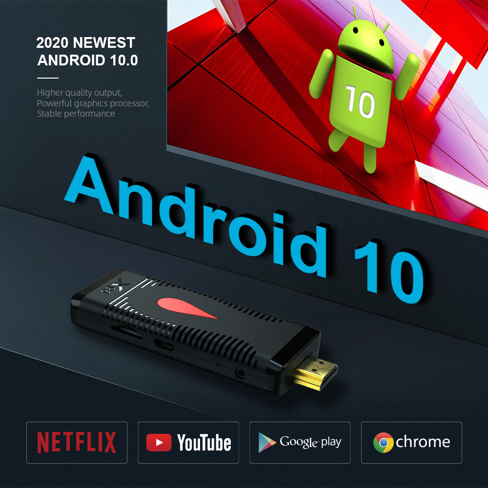 X96 S400 Android 10 TV -stick Allwinner H313 Quad Core 4K WiFi Media Player TV -box Dongle 2+16 gb - US -stecker