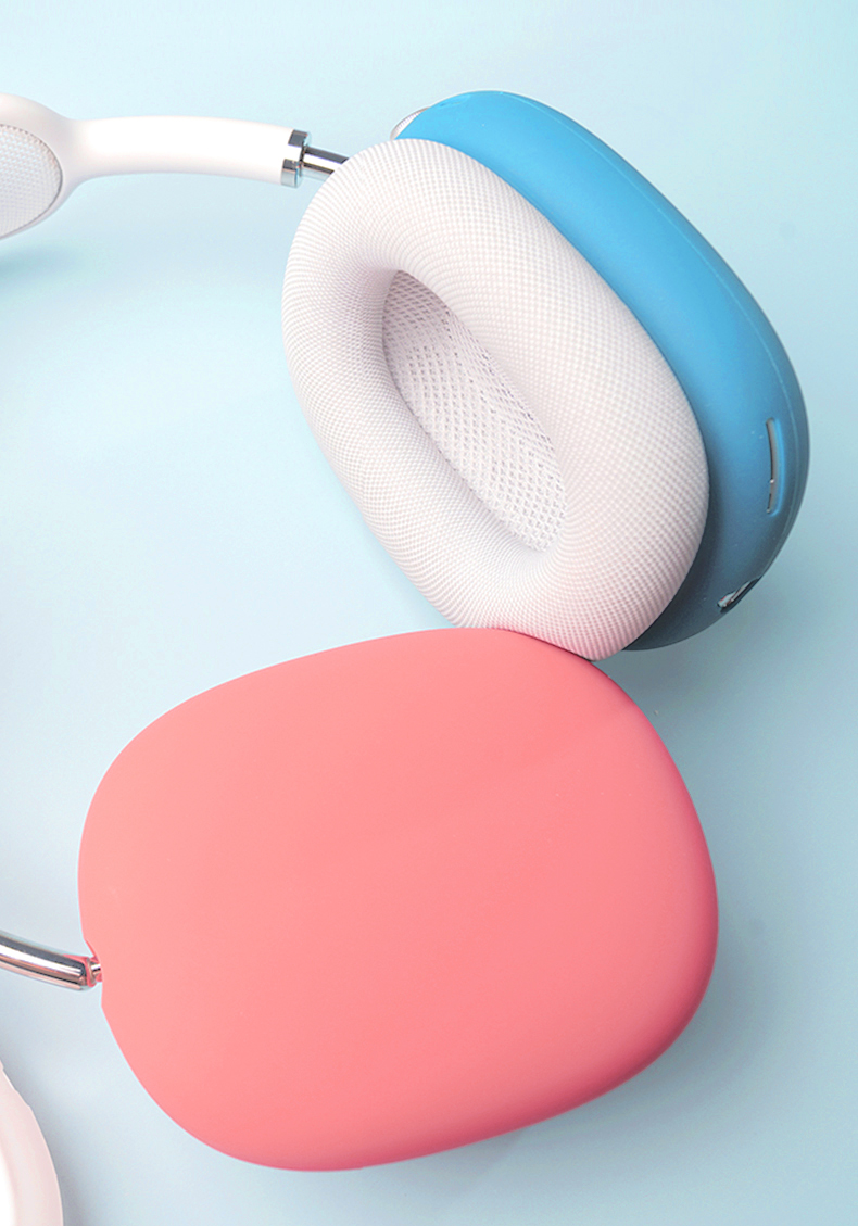 Coquille De Protection En Silicone + Étui De Transport Dur Pour AirPods Apple Casque Maximum - Bleu