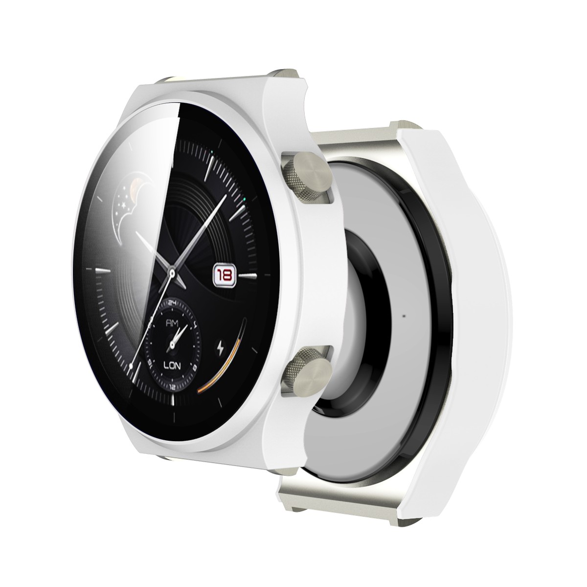 Smartwatch Electroplated Matte PC Frame Cover with Tempered Glass Screen Protector for Huawei Watch GT 2 Pro - White-2