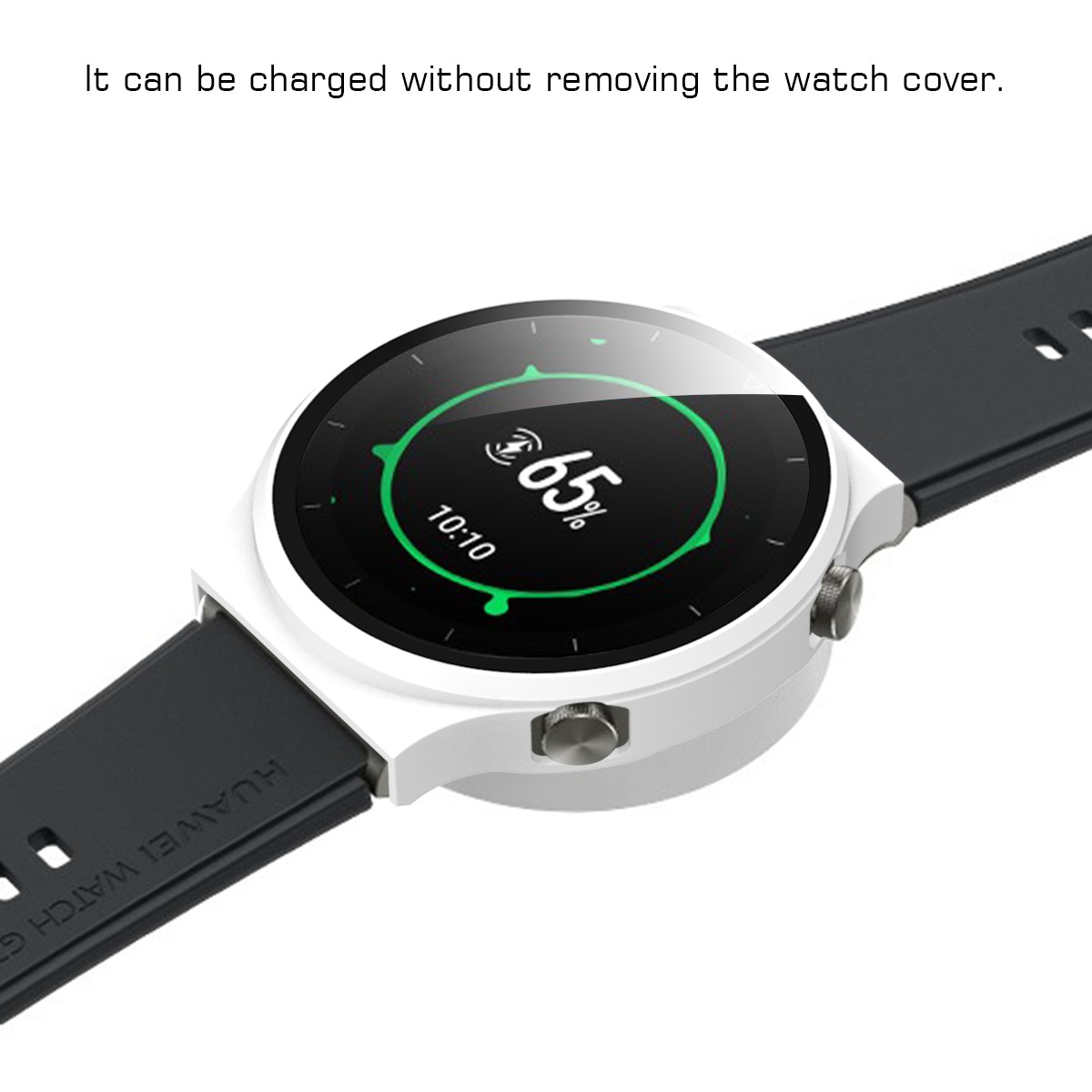 Smartwatch Electroplated Matte PC Frame Cover with Tempered Glass Screen Protector for Huawei Watch GT 2 Pro - White-6
