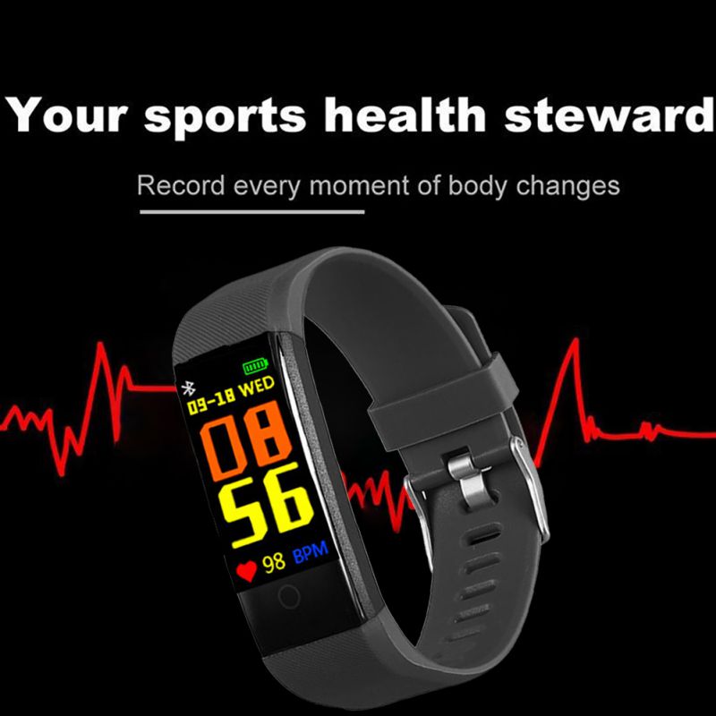 115 Pro Smart Pulsera Temperatura Monitor De Temperatura Ritmo Cardíaco Fintess Tracker Smartwatch Para Android IOS - Negro