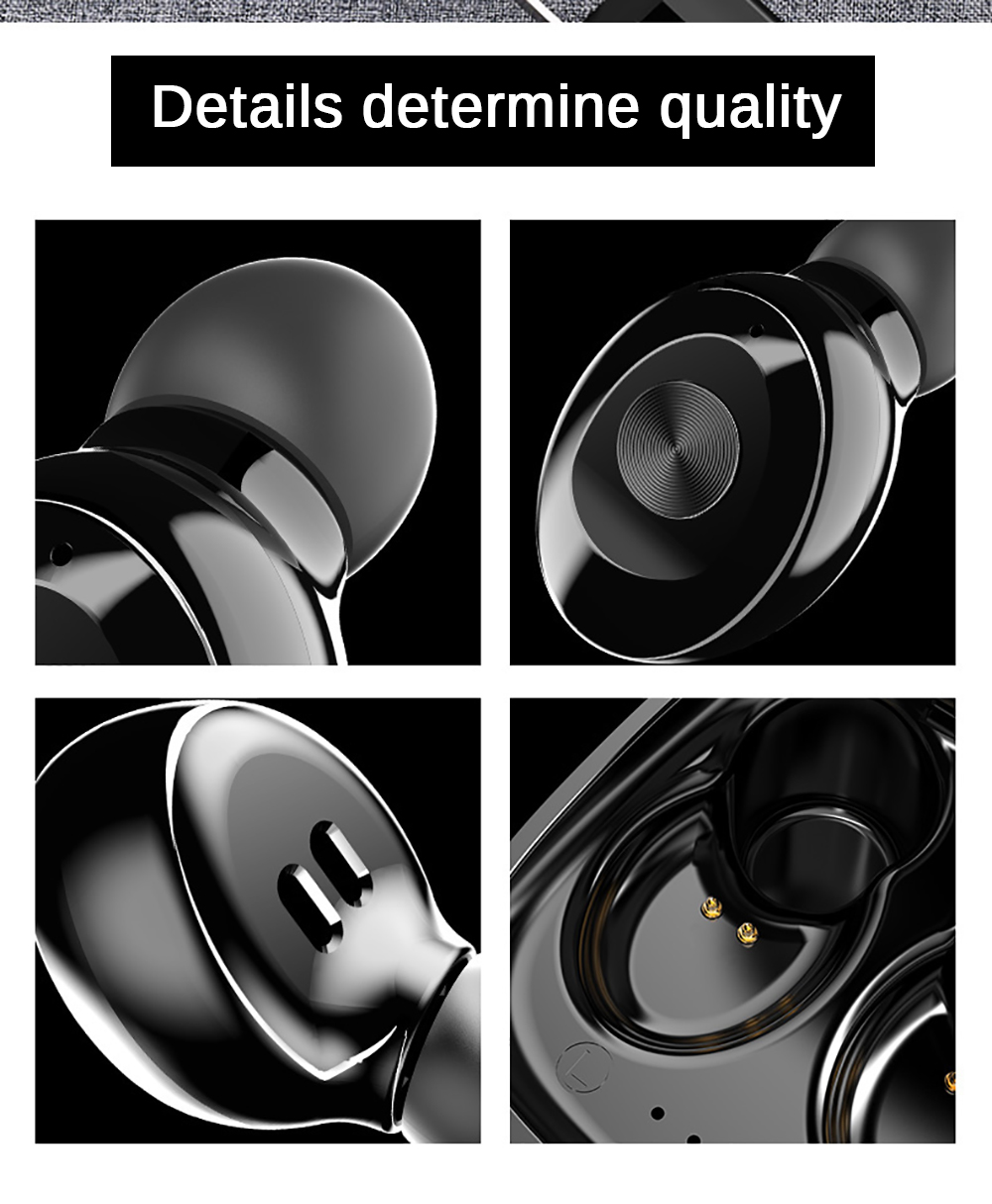 Casquet Lemonda Xg12 Tws Bluetooth 5.0 Casque 9d Surround HiFi Elecphones IPX5 Écouteurs Sportifs Imperméables Avec Affichage LED - le Noir