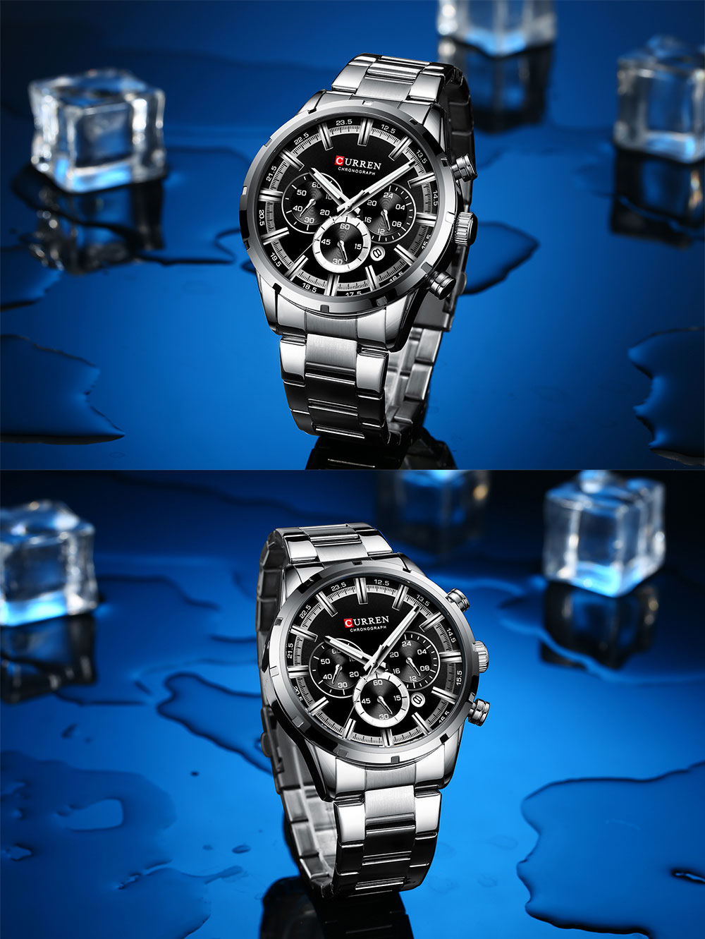 Curren M8355 Multi-function Waterproproof Men Watch Incolsless Cint Owatch. - D'argento