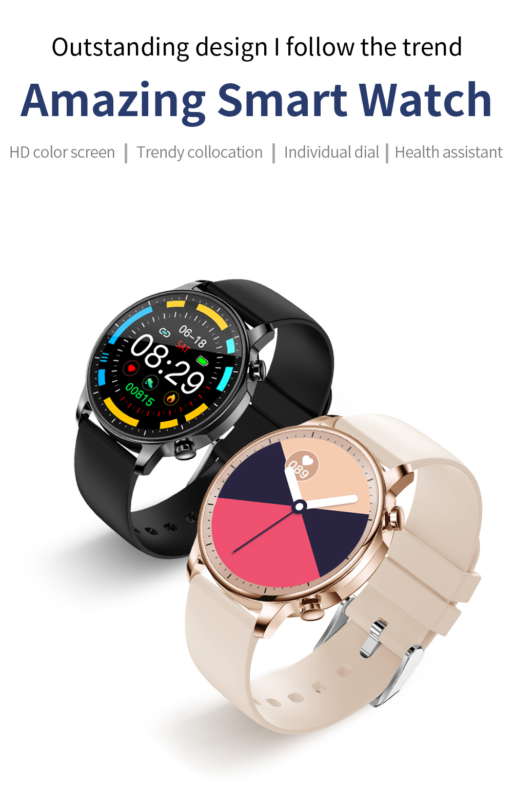 V23 Touch Completo IPS Screen Health Monitoramento Smart Bracelet Smart Impermeável Bluetooth Smart Watch - Cinta Preta/preta