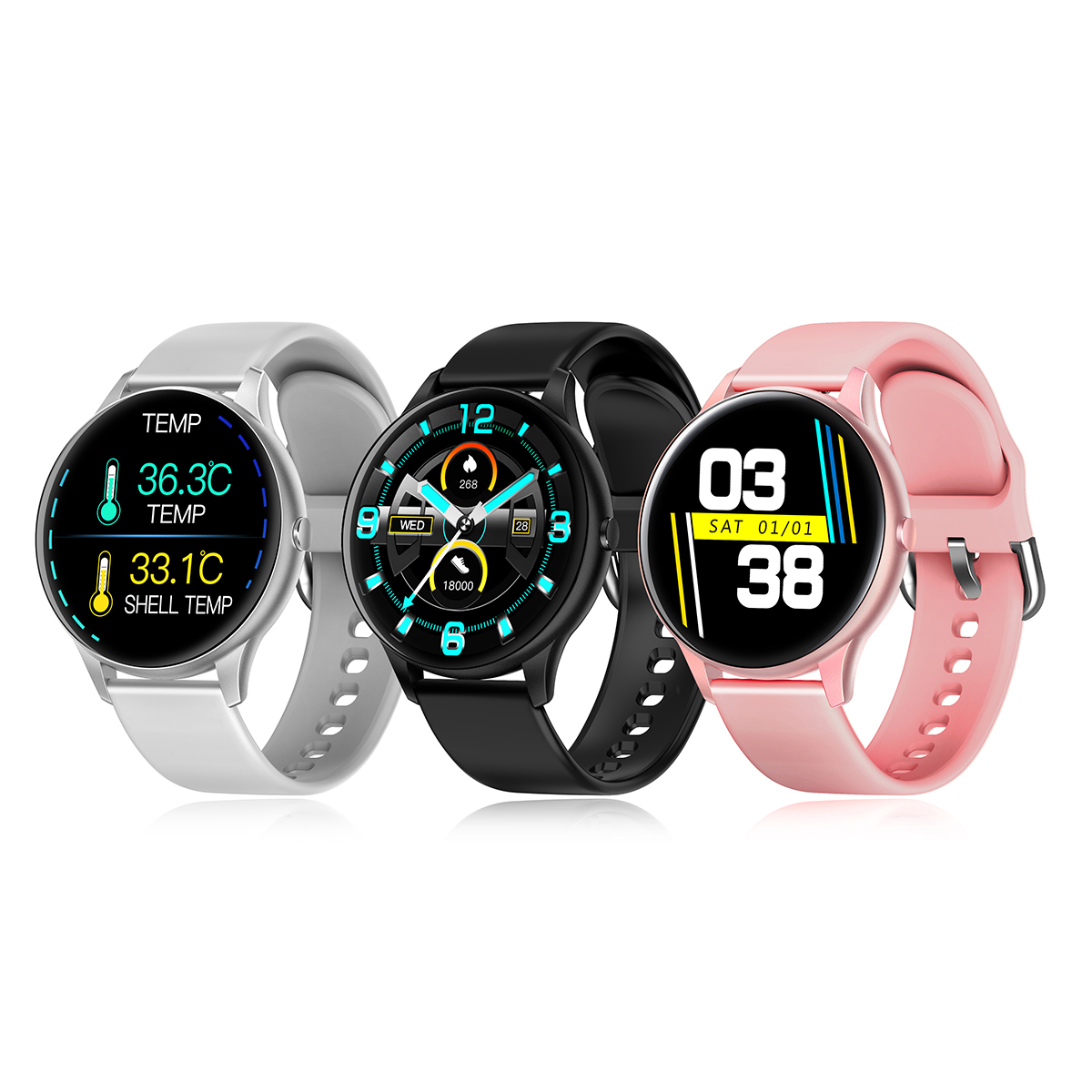 LEMONDA SMART K21 1.3-Inch Full Touch Smart Watch Pedometer Heart Rate Sleep Monitoring IP67 Waterproof Smart Watch Bracelet - Silver-4