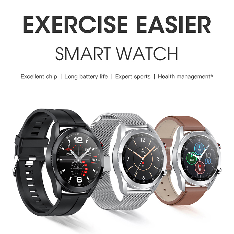 LEMONDA SMART L19 M Active 1.28-inch Full Circle Full Touch Health Monitor Smart Watch - Black/Leather Strap-1