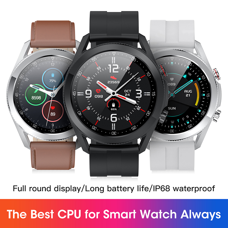 LEMONDA SMART L19 M Active 1.28-inch Full Circle Full Touch Health Monitor Smart Watch - Black/Leather Strap-19